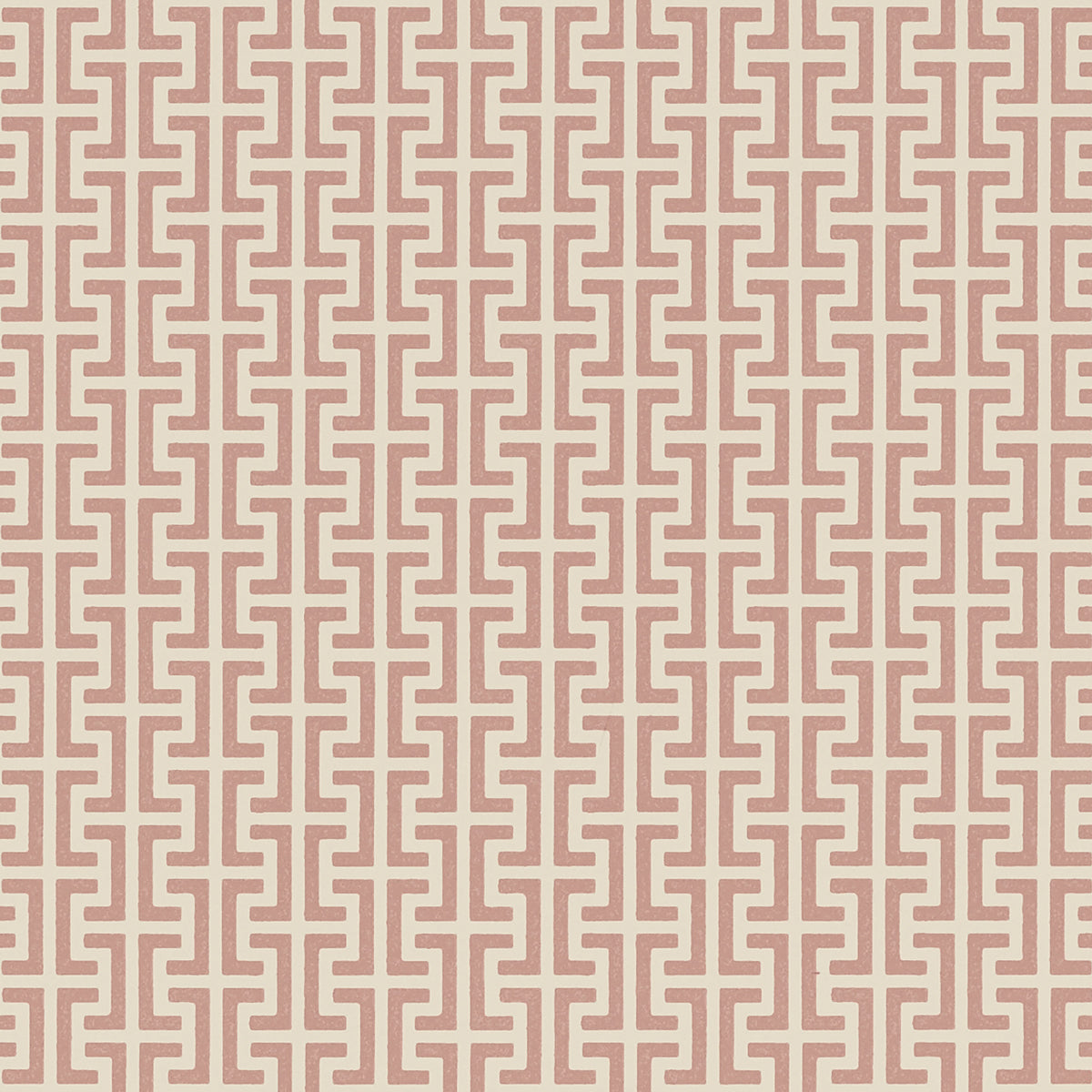 TEMPLE wallpaper in pink by Veere Grenney for Schumacher, Greek key motif, small-scale geometric pattern