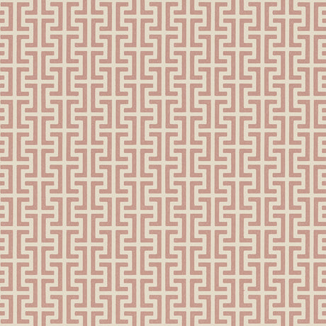 TEMPLE wallpaper in pink by Veere Grenney for Schumacher, Greek key motif, small-scale geometric pattern