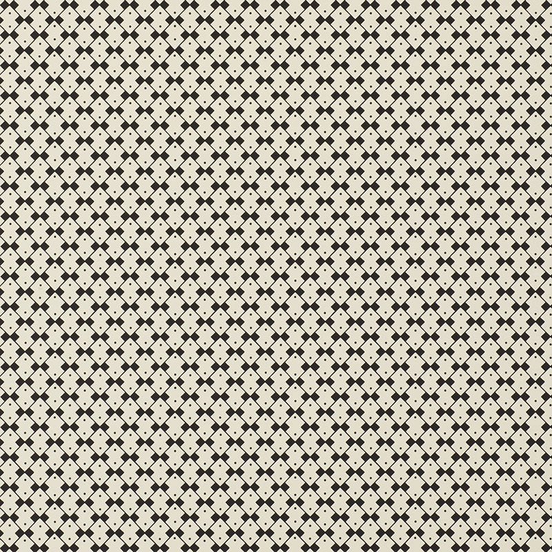 DOMINO wallpaper in Piano Forte by Schumacher, geometric black and white pattern from the David Oliver collection.