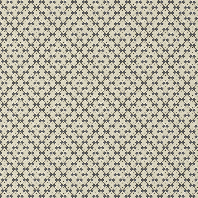 DOMINO wallpaper in Wolf by Schumacher, geometric diamond pattern in neutral and dark tones.