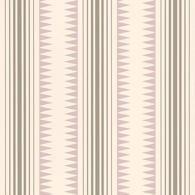 BROMPTON wallpaper in SVELTE by Schumacher, geometric stripe pattern in soft taupe and blush tones.