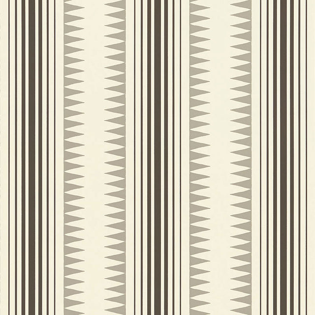 BROMPTON Salvador geometric stripe wallpaper by Schumacher, shown in neutral tones with a modern pattern.