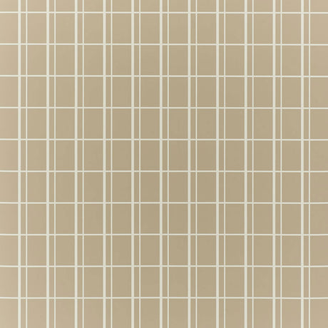 Otto Svelte by David Oliver for Schumacher, a chic windowpane grid wallpaper in neutral beige tones.