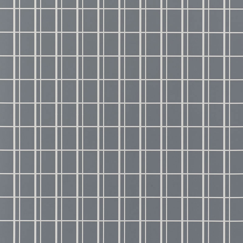 Otto Clinker by David Oliver for Schumacher - Classic windowpane grid wallpaper in gray and white