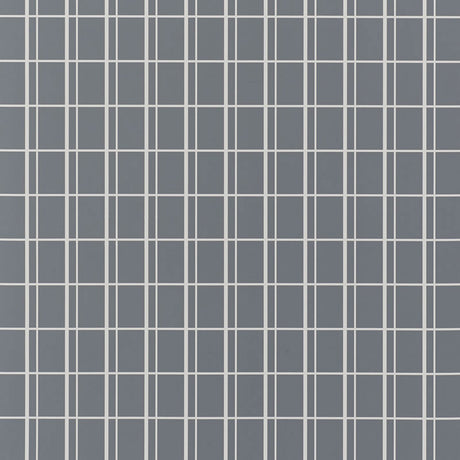 Otto Clinker by David Oliver for Schumacher - Classic windowpane grid wallpaper in gray and white