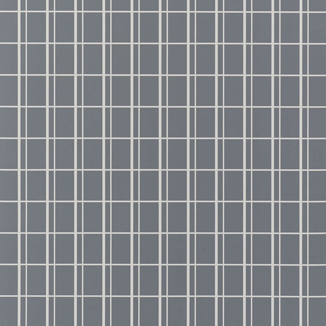 Otto Clinker by David Oliver for Schumacher - Classic windowpane grid wallpaper in gray and white