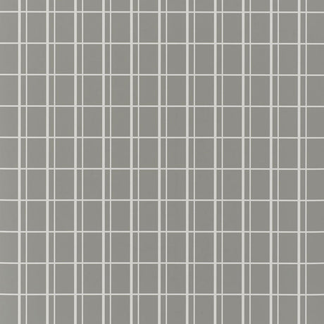 Otto Storm by David Oliver for Schumacher - Modern windowpane grid wallpaper in grey and white