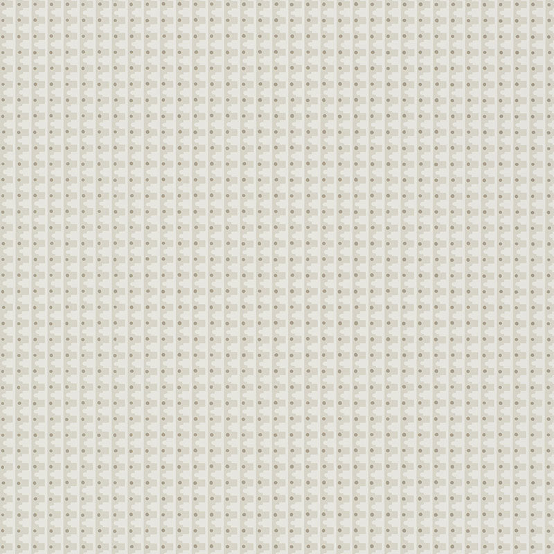 MILO wallpaper in Felt by David Oliver for Schumacher, featuring ogee-like scallops and graphic dots in a neutral palette.