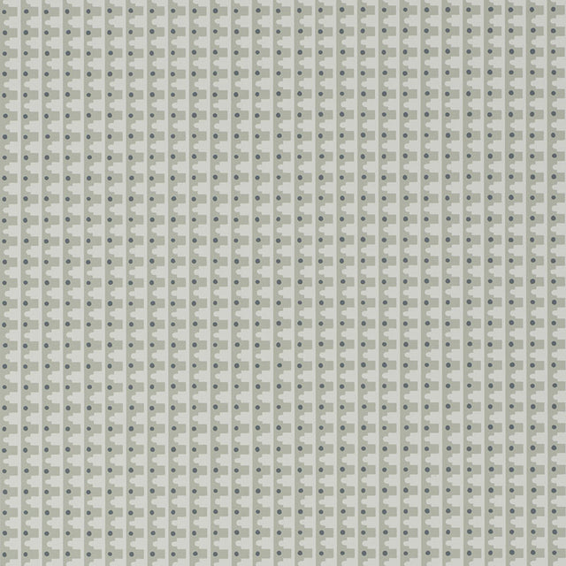 MILO wallpaper in Sobek by Schumacher, designed by David Oliver. Ogee-like scallops and graphic dots in a charming stripe pattern.