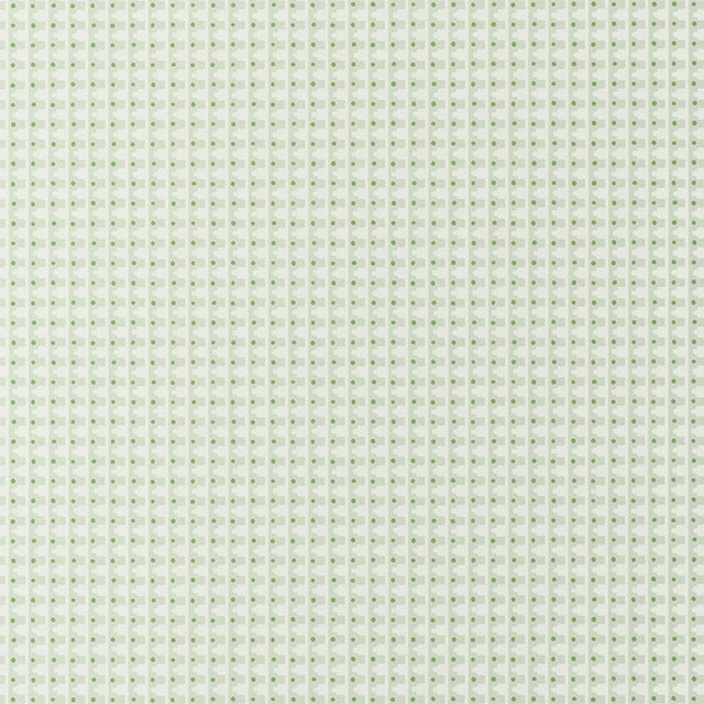 MILO wallpaper in Chelsea Green by Schumacher, designed by David Oliver. Ogee-like scallops and graphic dots in a charming stripe pattern.