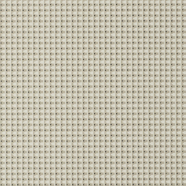 MILO Slate by Schumacher - Ogee-like scallops and graphic dots wallpaper in neutral tones