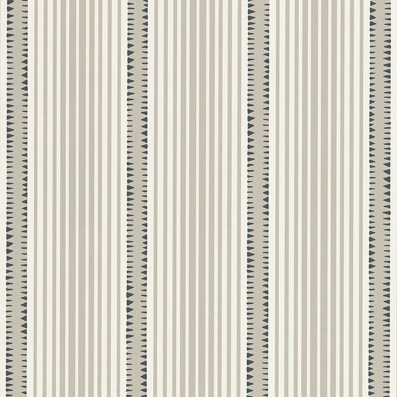 Moncorvo Slate by Schumacher - Modern striped wallpaper with geometric accents in neutral and slate tones.
