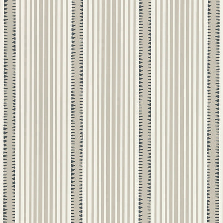 Moncorvo Slate by Schumacher - Modern striped wallpaper with geometric accents in neutral and slate tones.