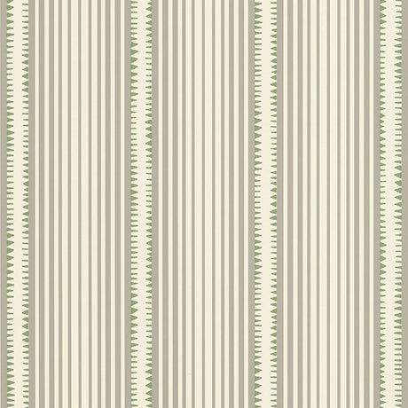 Moncorvo wallpaper in Samphire by Schumacher, featuring a geometric stripe pattern in green and neutral tones.