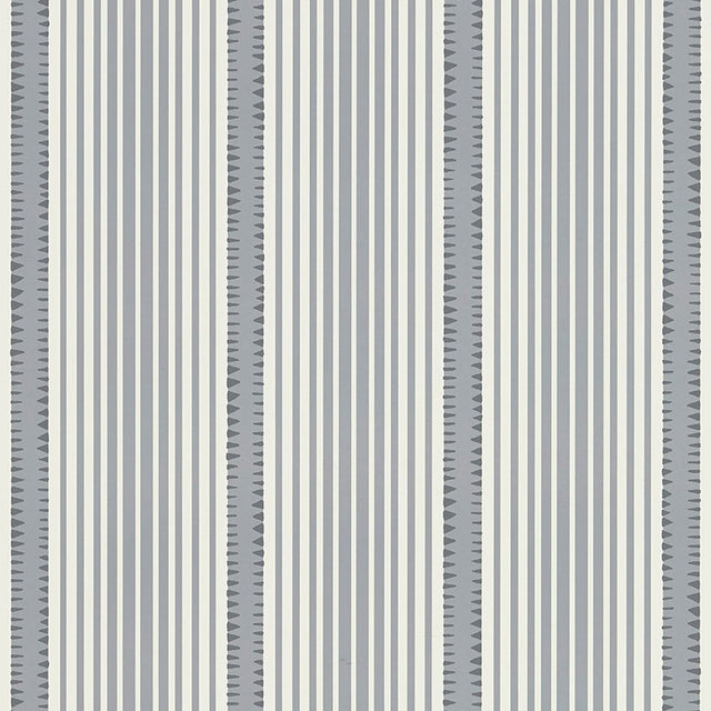 Moncorvo Monument by Schumacher - Modern Striped Wallpaper in Grey and White