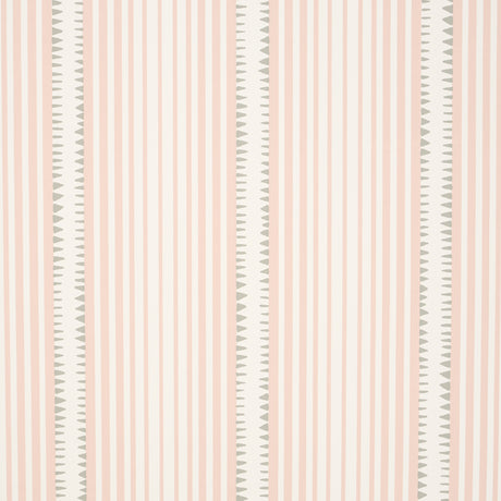 Moncorvo Pink striped wallpaper by Schumacher, designed by David Oliver, shown in a modern interior setting.
