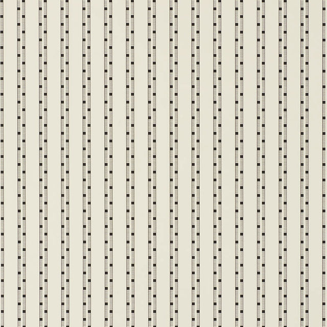 LUDO wallpaper in Piano Forte by Schumacher, shown as a modern striped wallcovering in a contemporary bedroom setting.