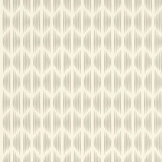 Ovington Muse by Schumacher - Modern Ikat geometric wallpaper in a neutral colorway, styled in a contemporary kitchen setting.