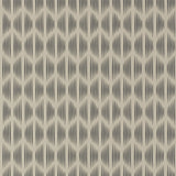 Ovington Stone by David Oliver for Schumacher - Modern Ikat Pattern Wallpaper in a neutral colorway, shown in a kitchen setting.