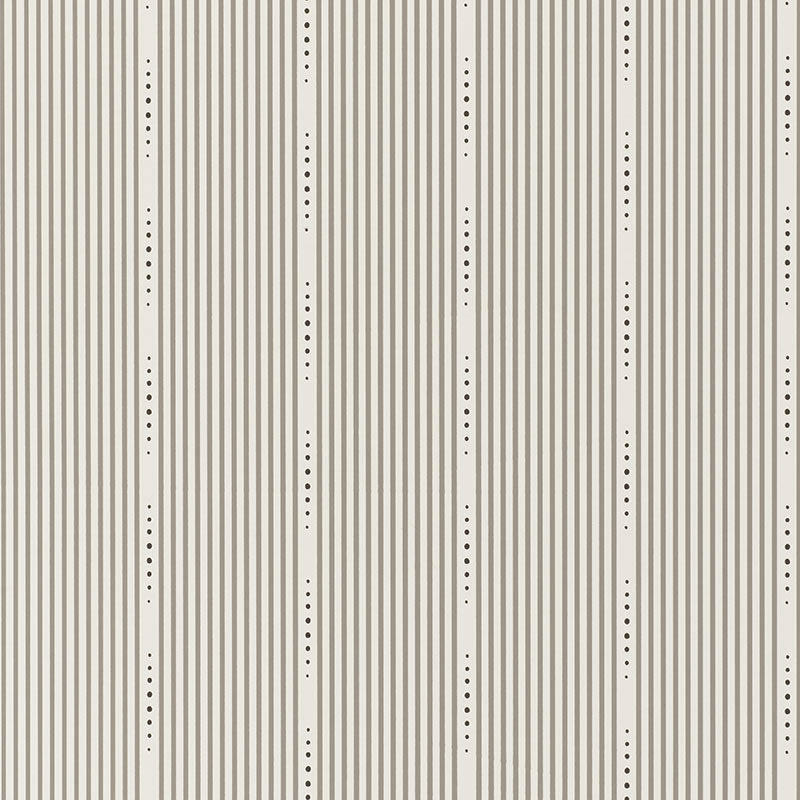 OPUS wallpaper in Tarlatan by Schumacher, designed by David Oliver, featuring understated hand-drawn stripes with dotted accents.