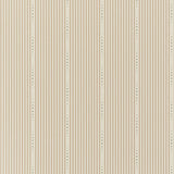 OPUS wallpaper in Vintage by David Oliver for Schumacher, understated hand-drawn stripe with dotted accents, shown in a styled interior and pattern close-up.