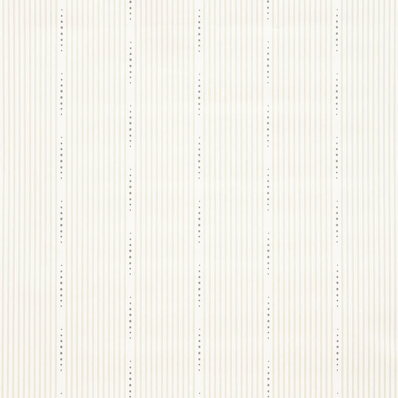 OPUS by David Oliver parchment narrow stripe wallpaper with dainty dots, screen-printed on paper, Schumacher 5008147
