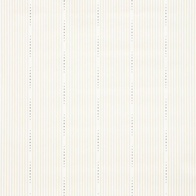 OPUS by David Oliver parchment narrow stripe wallpaper with dainty dots, screen-printed on paper, Schumacher 5008147