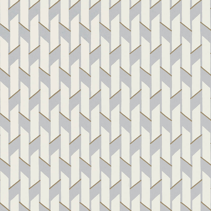 Empire Felt by David Oliver geometric stripe and basketweave wallpaper pattern in neutral tones.