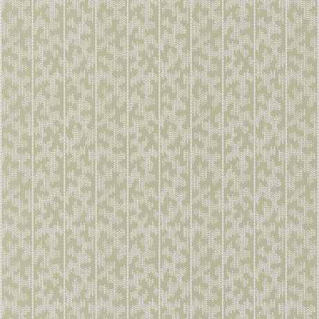 Montpellier Shutter by Schumacher - geometric patterned wallpaper in a soft neutral shade, shown in a bathroom interior.