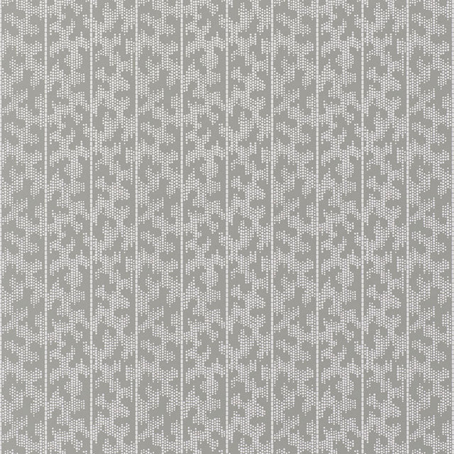 Montpellier Blanket by Schumacher - geometric dotted stripe wallpaper in a modern bathroom setting