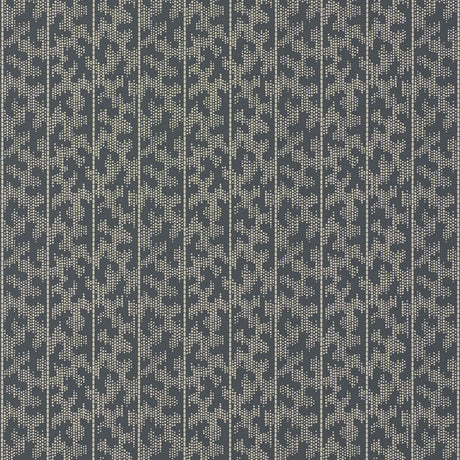 Montpellier wallpaper in Wolf by Schumacher, shown as a close-up and installed in a bathroom setting.