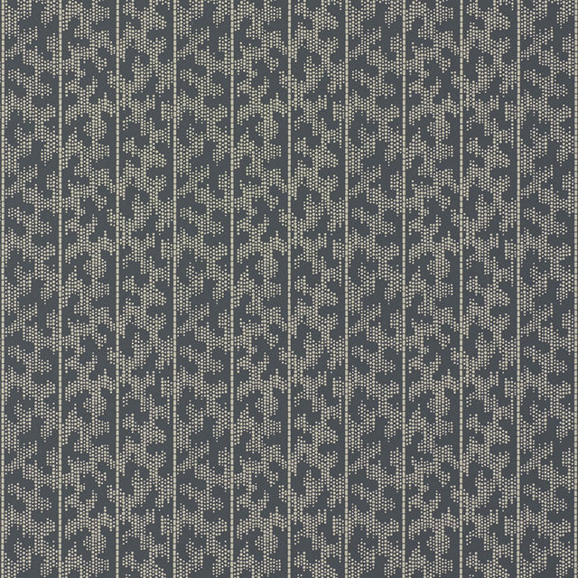 Montpellier wallpaper in Wolf by Schumacher, shown as a close-up and installed in a bathroom setting.