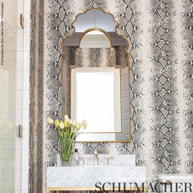 Snake Charmer Cinder Animal Print Wallpaper – Schumacher 5008180