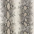 Snake Charmer Cinder animal print wallpaper by Schumacher shown in interior and close-up views