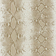 Snake Charmer Sand animal print wallpaper by Schumacher shown in detail and installed in a modern interior stairway.