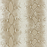 Snake Charmer Sand animal print wallpaper by Schumacher shown in detail and installed in a modern interior stairway.