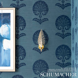 Ottoman Flower Sisal Peacock by Schumacher Shangri-La Collection Hand Screen Wallpaper – Schumacher 5008212