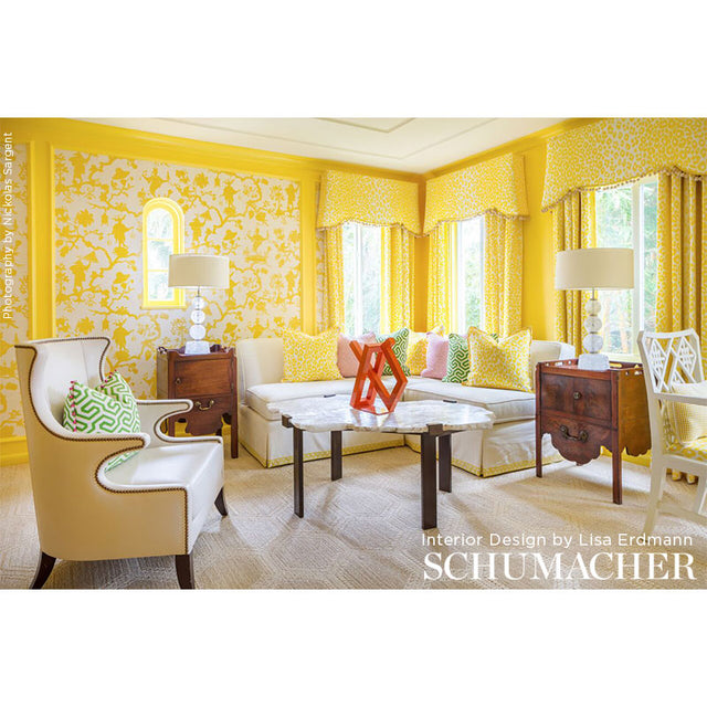 Shantung Silhouette Sisal Yellow by Schumacher Modern Chinoiserie Wallpaper – Schumacher 5008250