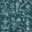 Shantung Silhouette Sisal wallpaper in Peacock by Schumacher features modern chinoiserie motifs in a whimsical silhouette pattern.
