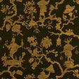 Shantung Silhouette Sisal wallpaper in gold on jet, featuring modern chinoiserie motifs in a graphic silhouette pattern by Schumacher.