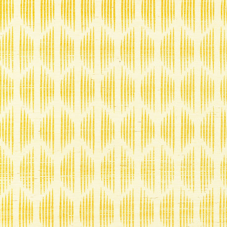 Ovington Sisal wallpaper in yellow by Schumacher, featuring a modern ikat pattern designed by David Oliver.