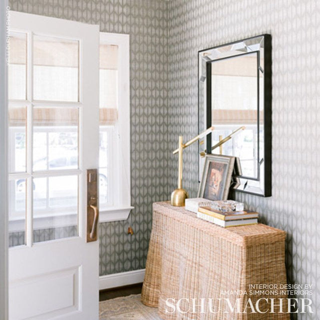 Ovington Sisal Fog by Schumacher Modern Ikat Pattern Wallpaper – Schumacher 5008271