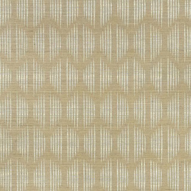 Ovington Sisal in Sage by David Oliver, a hand screen printed wallcovering with an ikat-inspired geometric pattern.