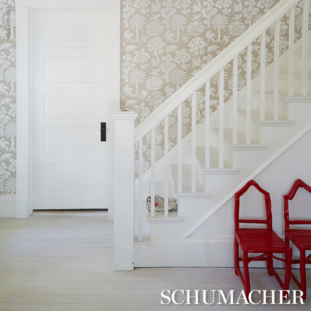 Woodland Silhouette Sisal Fog by Schumacher Scenic Animal Wallpaper – Schumacher 5008281