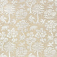 Woodland Silhouette Sisal wallpaper in Fog by Schumacher, featuring a hand-screened botanical and animal pattern in a neutral colorway.