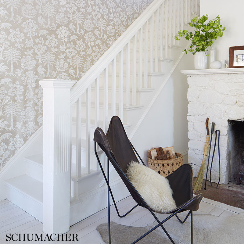 Woodland Silhouette Sisal Mocha by Schumacher Scenic Animal Wallpaper – Schumacher 5008283