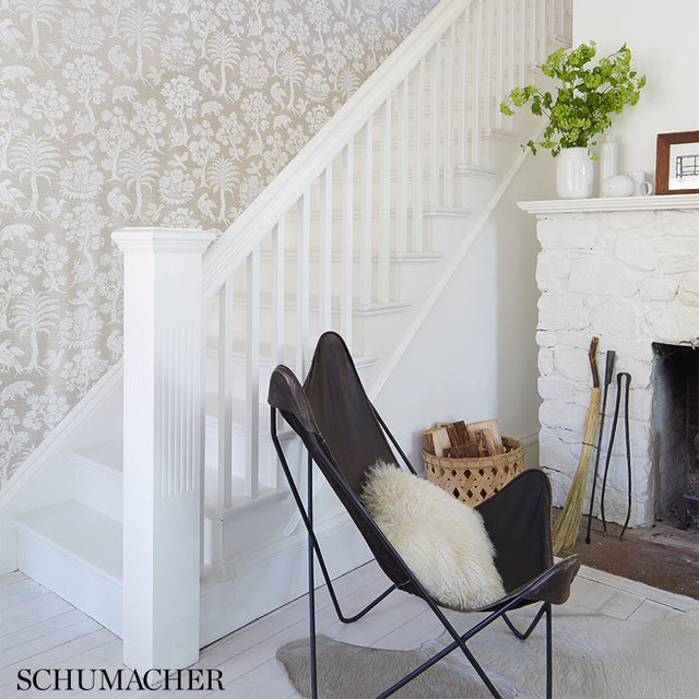 Woodland Silhouette Sisal Mocha by Schumacher Scenic Animal Wallpaper – Schumacher 5008283