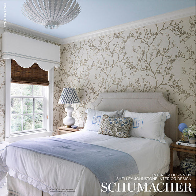 Twiggy Sisal Gold on Ivory by Schumacher Shangri-La Collection Wallpaper – Schumacher 5008290