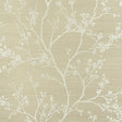 Twiggy Sisal wallpaper in Fog by Schumacher, featuring delicate flowering branches on a textured background.