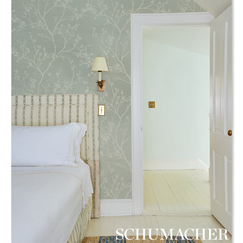 Twiggy Sisal Sky by Schumacher Hand Screen Printed Wallpaper – Shangri-La Collection 5008292
